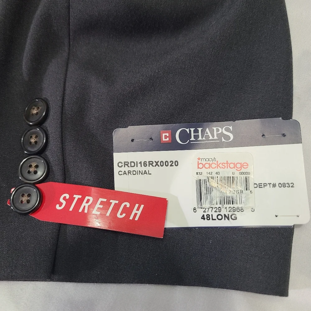 Chaps Men's Classic Fit Performance Stretch Suit Jacket Blazer Gray NWT‎ 48L